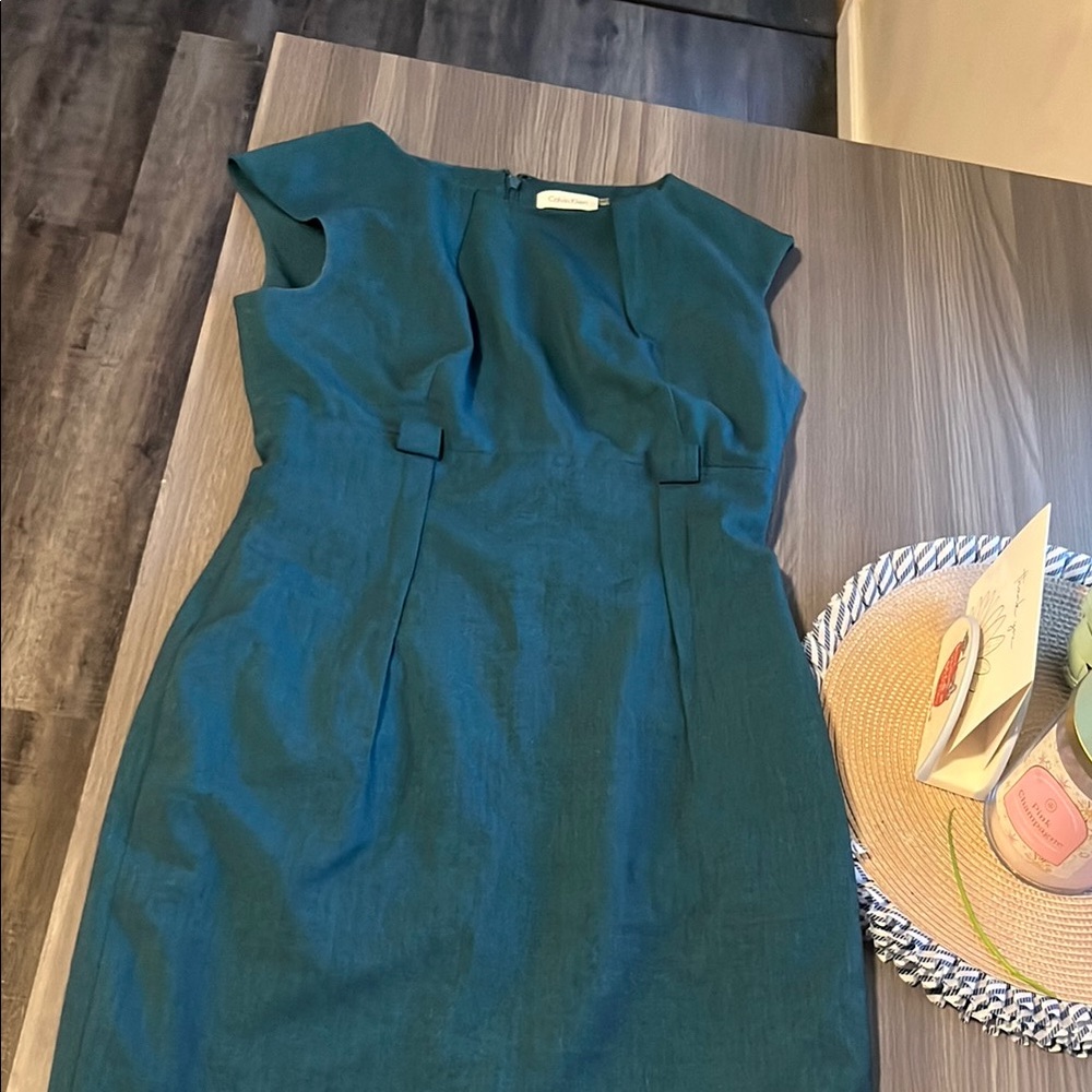 Calvin Klein Blue Fitted Ruffled Mini Dress